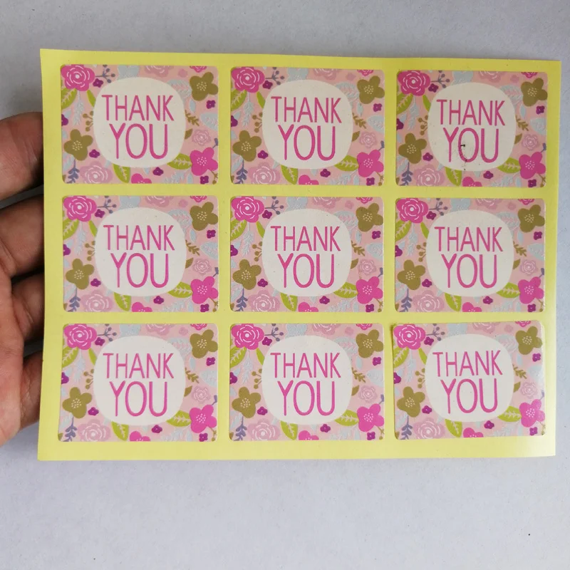 Наклейки 40*30 мм прямоугольные розовые цветы 108 шт. | Канцтовары для офиса и дома