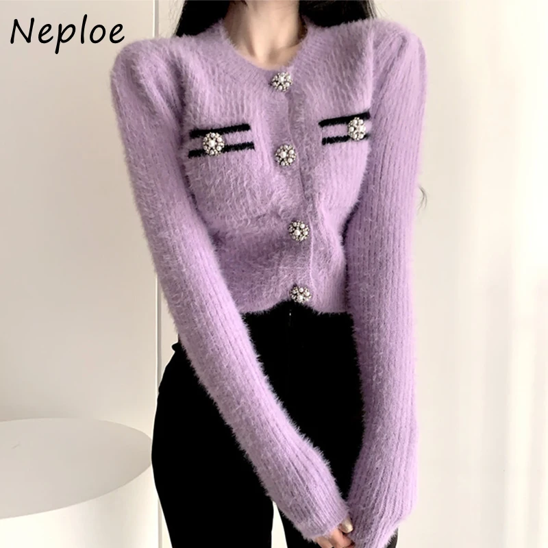 Шикарный однобортный Кардиган Neploe в стиле ретро с круглым вырезом Fuzzr женский