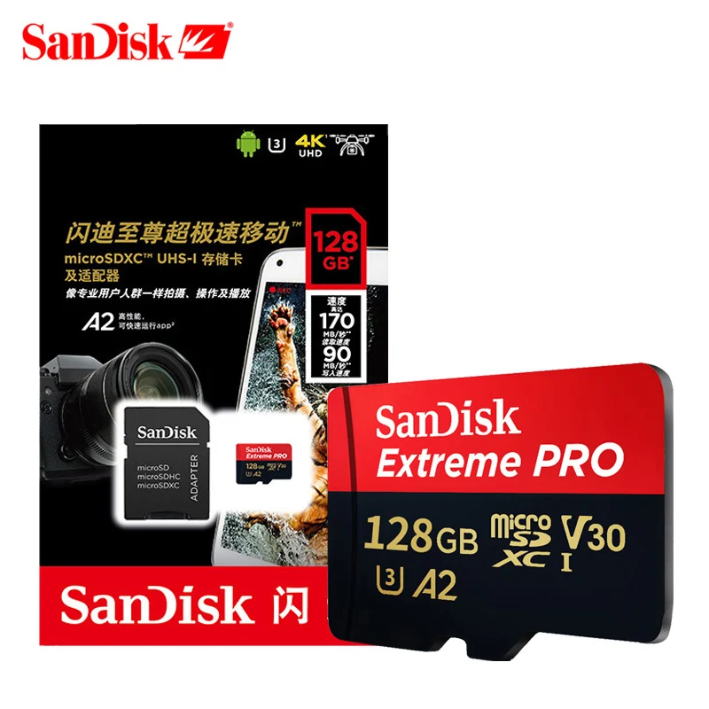Карта памяти SanDisk A2 256 ГБ 400 гб 128 64 170 МБ/с./с 32 Micro sd карта класс 10 UHS 1 флеш память Microsd