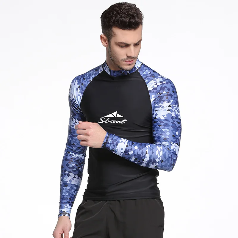 

Sbart Men Long Sleeved Rashguard Surf Swimwear Super Elastic Swimsuit Quick Drying Rash Guard Sunscreen Beach Diving Uv T-shirt