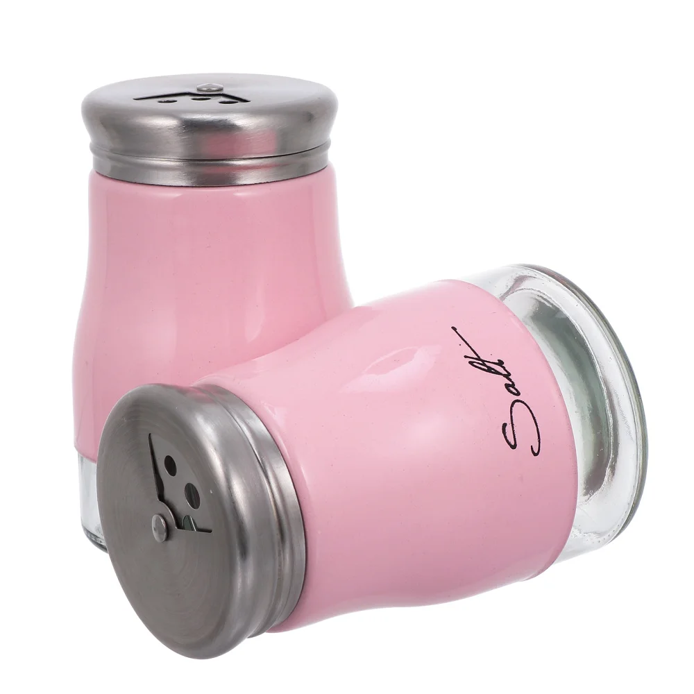 

2pcs Kitchen Seasoning Shaker Stainless Steel Lid Glass Storage Bottle Container