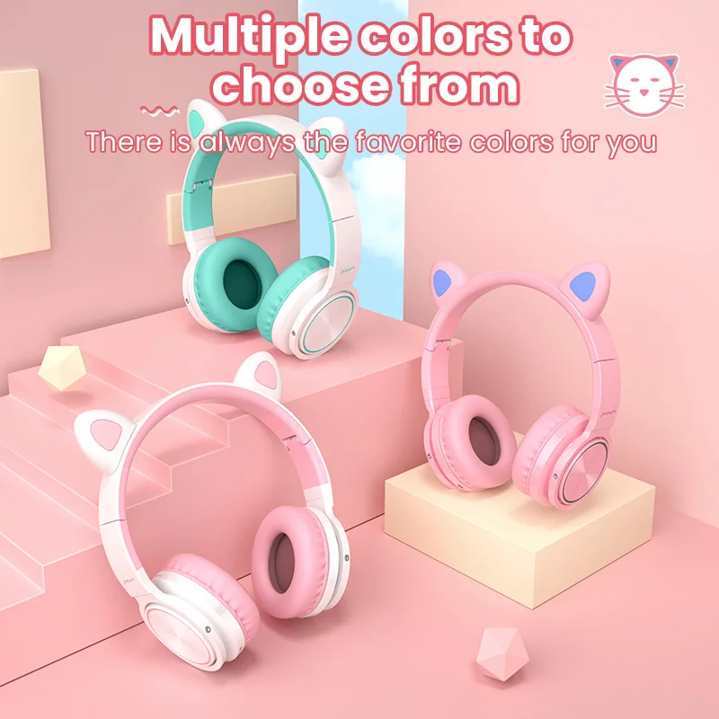 Беспроводной Bluetooth гарнитура для милых девочек Шум снижение тяжелый бас