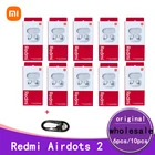 Оптовая продажа, оригинальные беспроводные наушники Xiaomi Redmi Airdots 2, игровая гарнитура Bluetooth, наушники с ИИ-управлением, 10 шт., бесплатная доставка