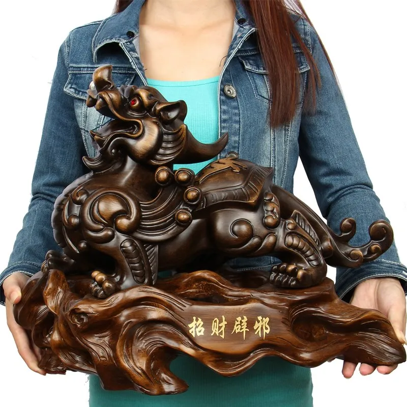 

45CM huge#TOP efficacious Mascot- Company home hall Lobby The entrance-hall Inviting money wealth dragon PI XIU FENG SHUI statue