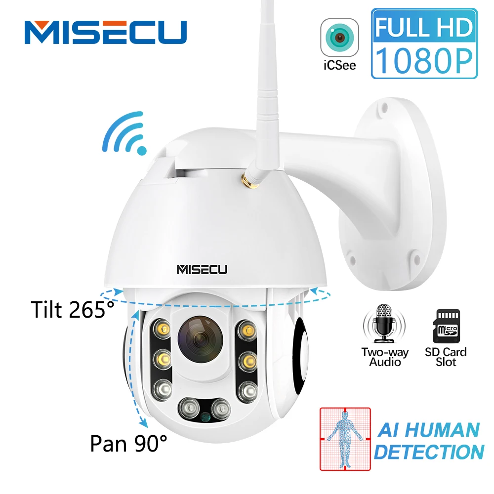 MISECU HD 1080P Беспроводной IP Камера AI человека обнаружения функции панорамирования