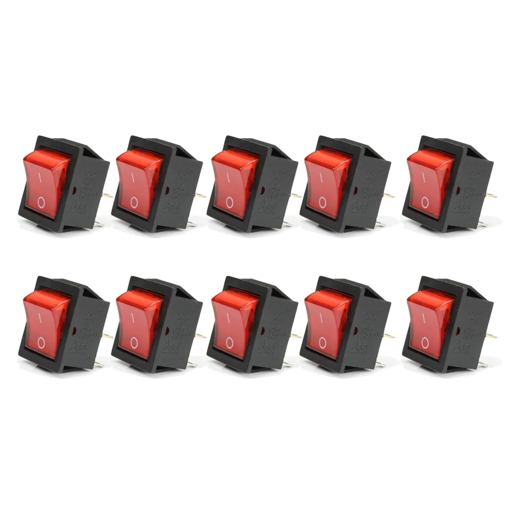 

10pcs Red Light 4 Pin DPST ON/OFF Rocker Switch KCD4 15A/250V 20A/125V AC Control Electrical Instruments Or Meters
