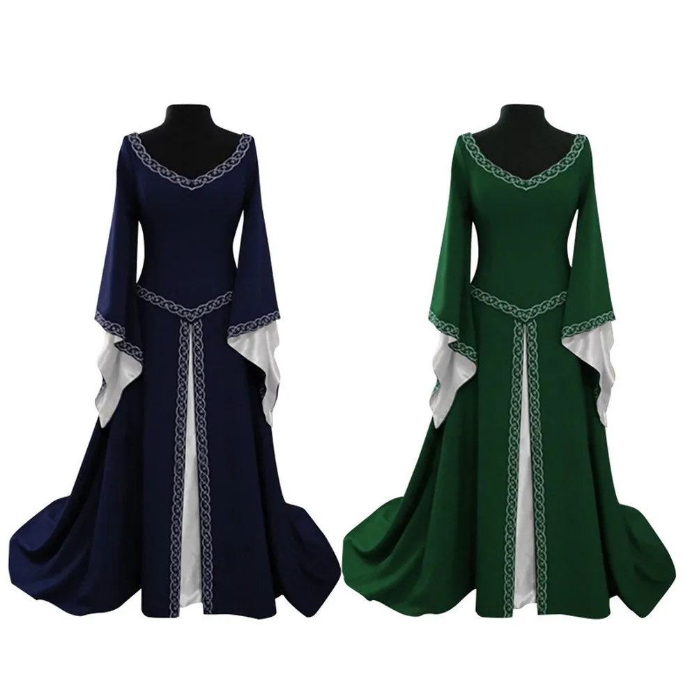 

2020 Cosplay Medieval Palace Princess Dress Adults Vintage Party Evening gown Vintage Renaissance Tailed Dress Costume Plus Size