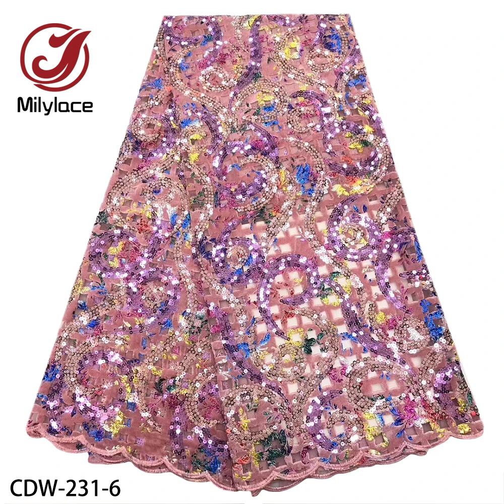Nigerian Velvet Lace Fabric Luxury African with Sequins French for Dress CDW-231 | Дом и сад