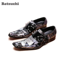 batzuzhi punk men shoes retro leather dress shoes men rivets black party dress shoes formal business shoes zapatos hombre