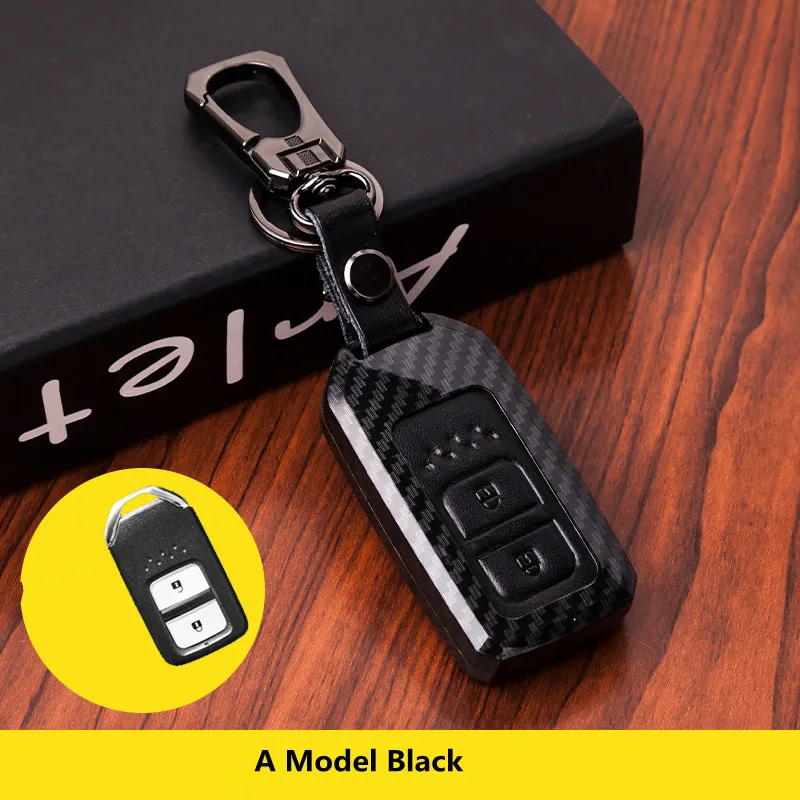Складной кожаный чехол для автомобильного ключа с верхним слоем из углеродного