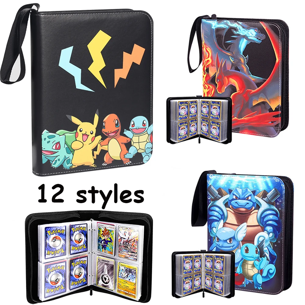 Estuche de almacenamiento port&aacute;til para ni&ntilde;os, carpeta de tarjetas de doble bolsillo de Pokemon, &aacute;lbum de coleccionistas, tarjetas de juego de Anime, lista de carga superior, regalo de juguete-0