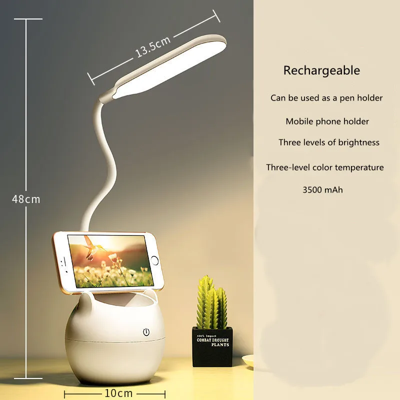 

Table Lamp Led USB Rechargeable Desk Lamp Eye Protection Learning Children Bedroom Bedside Lamp Battery 3500mAh Office Lamp Led