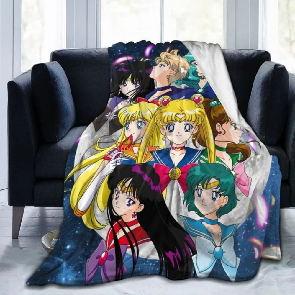 

Funny Girl Sailor Moon Blanket Flannel Blanket Soft Fleece Throw Blankets Blanket for Bedroom Sofa