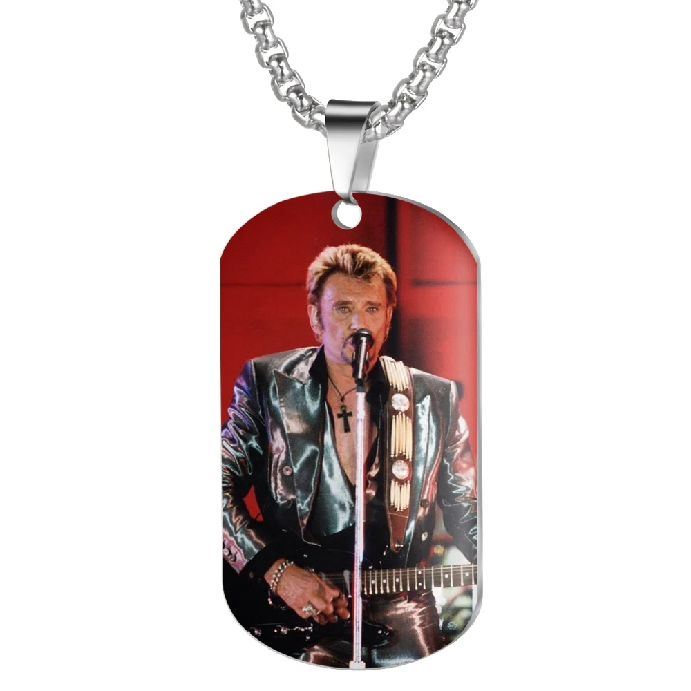 D Ожерелье с подвеской от Jonny Hallyday, персонализированное цветное фото ожерелье s для женщин и мужчин, ювелирные изделия из нержавеющей стали - Окраска металла: D