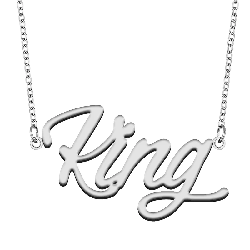 King Custom Name Necklace Customized Pendant Choker Personalized Jewelry Gift for Women Girls Friend Christmas Present