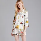 Комплект пижамный женский атласный из 2 предметов, Повседневная Пижама, рубашка и шорты, пикантная одежда для сна, домашняя одежда, Размеры M, L, XL, весна-осень