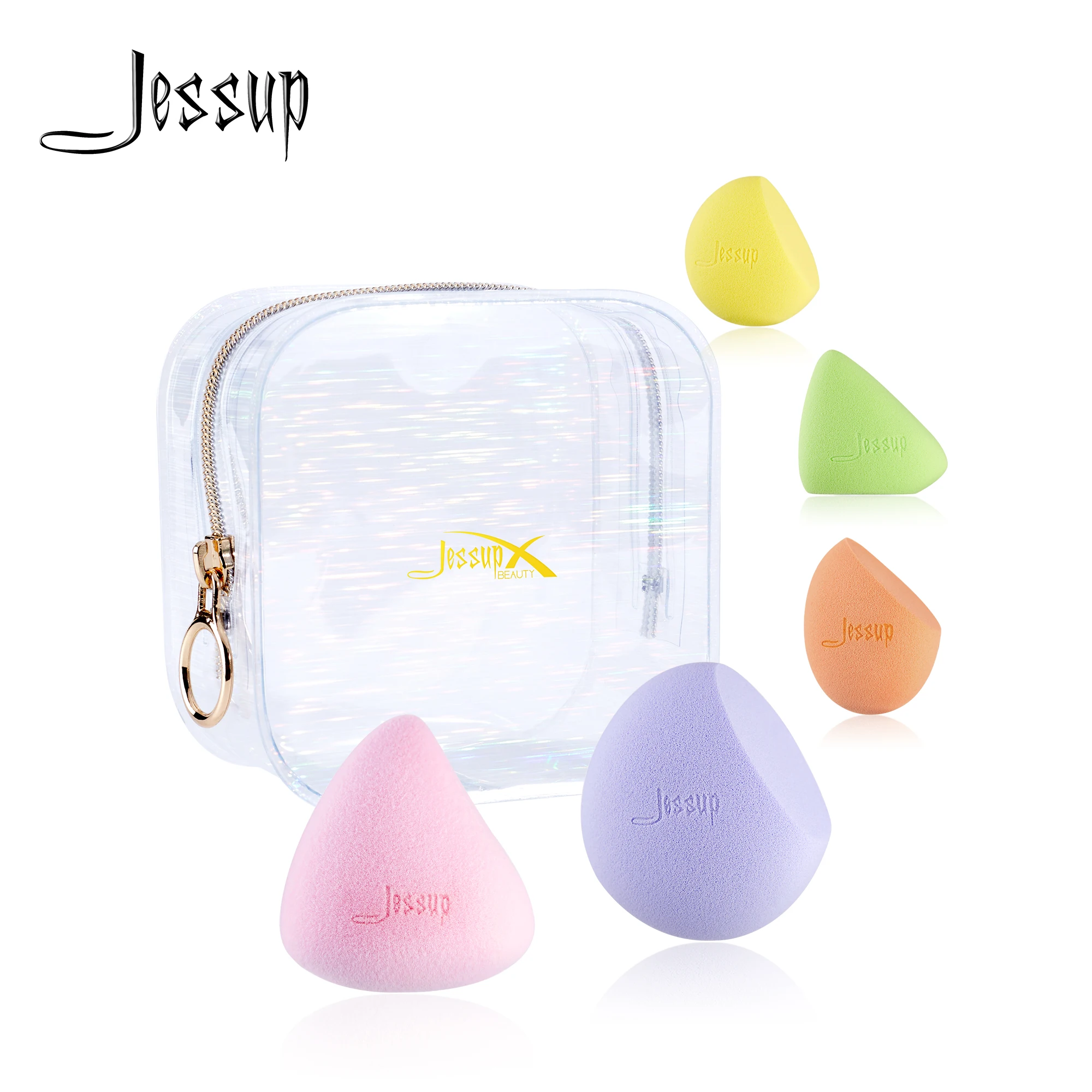 

Jessup Makeup Sponges Set Concealer Powder Cosmetics Puff Soft Foundation Blending Sponge Puffs with PU Bag Beauty Tools Kit