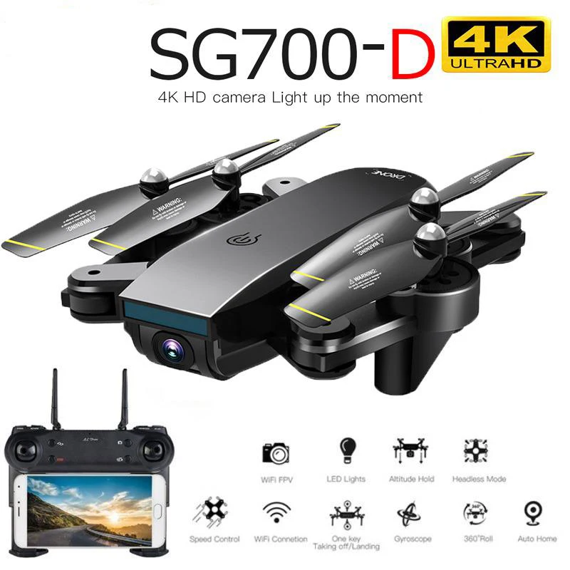 Беспилотный летательный аппарат Sg700d 4k Hd Двойная камера передачи Wi Fi Fpv оптический