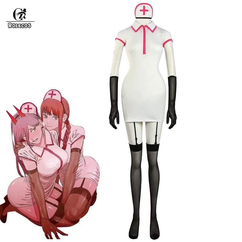 ROLECOS Chainsaw Man Makima Power Cosplay Costume Anime Nurse Uniform Outfit Halloween Cosplay Costume Carnival Clothing cosplay akame ga kill esdeath empire general apparel full set uniform outfit cosplay costume halloween costume