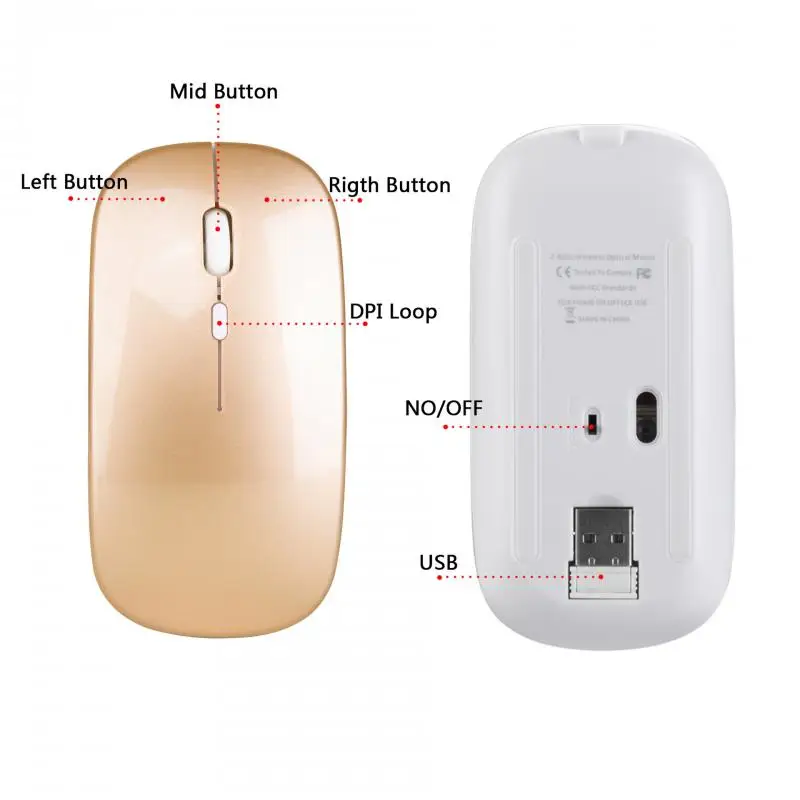 new rechargeable usb optical 2 4g wireless mouse receiver ultra thin slim mouse cordless mice for game computer pc laptop office free global shipping