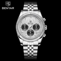 benyar 2021 new top brand 40mm watch mens luxury quartz watch sapphire 100m automatic waterproof chronograph relogio masculino