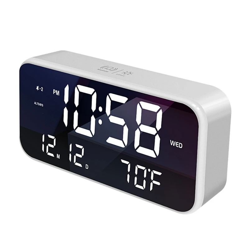 

Digital ED Display Alarm Clock Voice Control Electric Snooze Night Backlight Desktop Table Clocks Watch USB Charging Deskclock