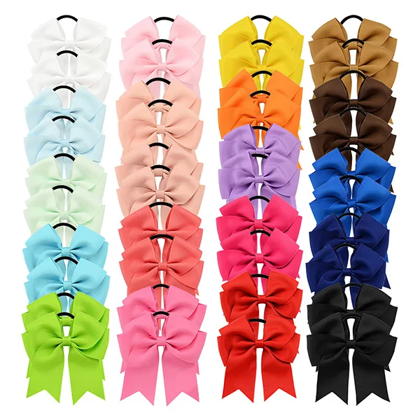 20 Pair cheer bows 20 пар, 4,5 дюймов, веселая лента, резинка для волос, галстук для волос для Чирлидера, подростков, колледжа, бутик, банты для девочек, конский хвост - Цвет: 20 Pair cheer bows
