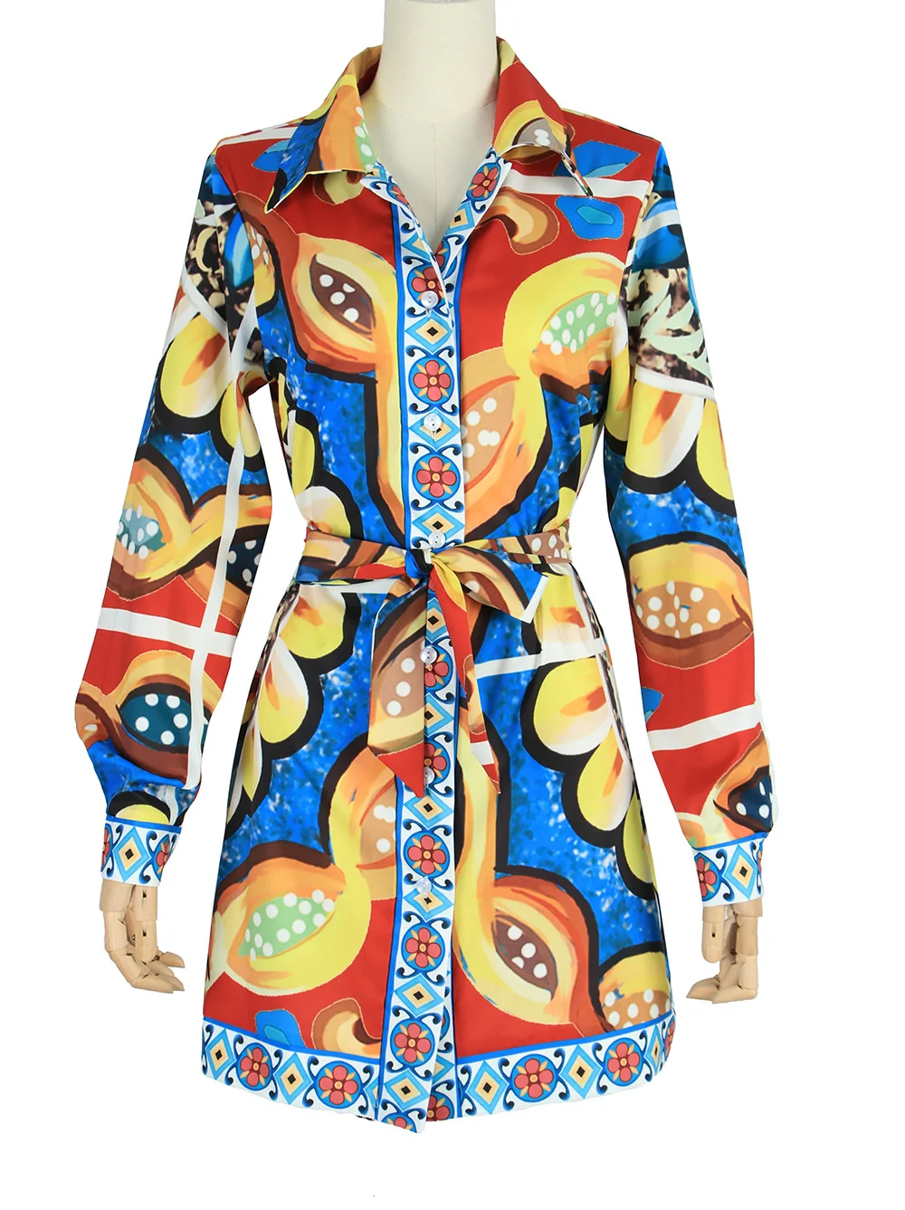

Women Mini Shirt Dress Bohemian Boho Buttons Sash Floral Print Casual Streetwear Long Sleeve Sexy Party Club Dropshipping