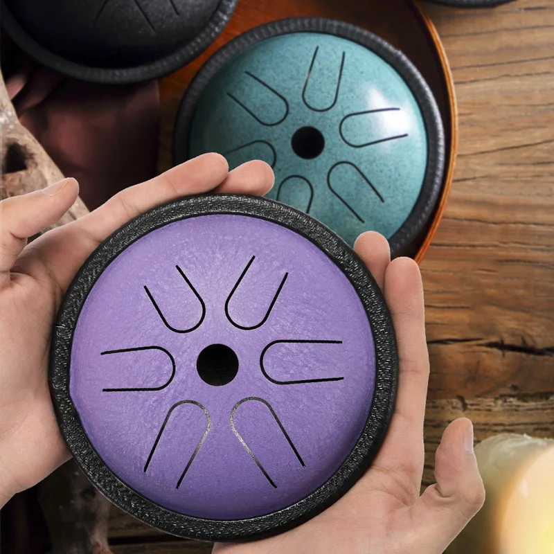 

6 Tune Tongue Drum Hand Pan Drum 5.5 Inch Steel Tongue Drum Tank With Drumsticks Carrying Bag Percussion Instruments Accessories