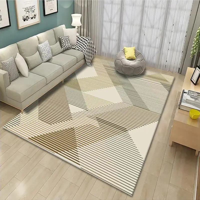 

New Modern Geometric Wood Floor Carpet Rug for Living Room Non-slip Washable Carpet for Prayer Commercial Bathroom or Crawl