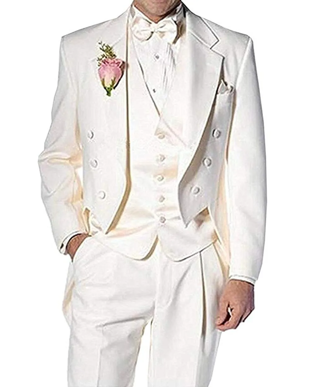 

Men's Suit 3 Piece Formal Tuxedo Groom Jacket Tux Vest & Trousers Set Wedding Suits