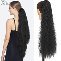synthetic corn wavy long ponytail hairpiece wrap on clip hair extensions ombre brown pony tail blonde fack hair 32inch
