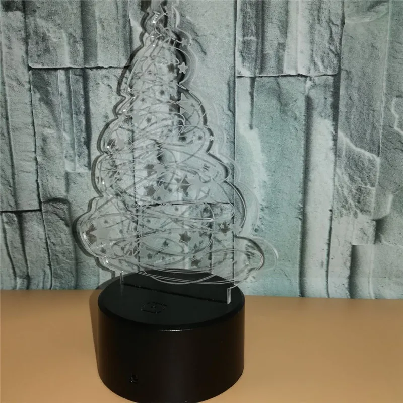 

3D Christmas Tree LED Night Light Table Desk Lamp 7 Color RGB Changing Visual 3D Decoration Lampara Xmas Halloween Kid Girl Gift