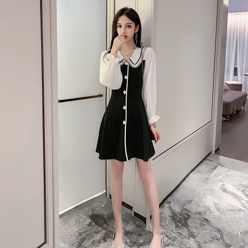 

COIGARSAM Women one-piece dress korean Dresses Black 722