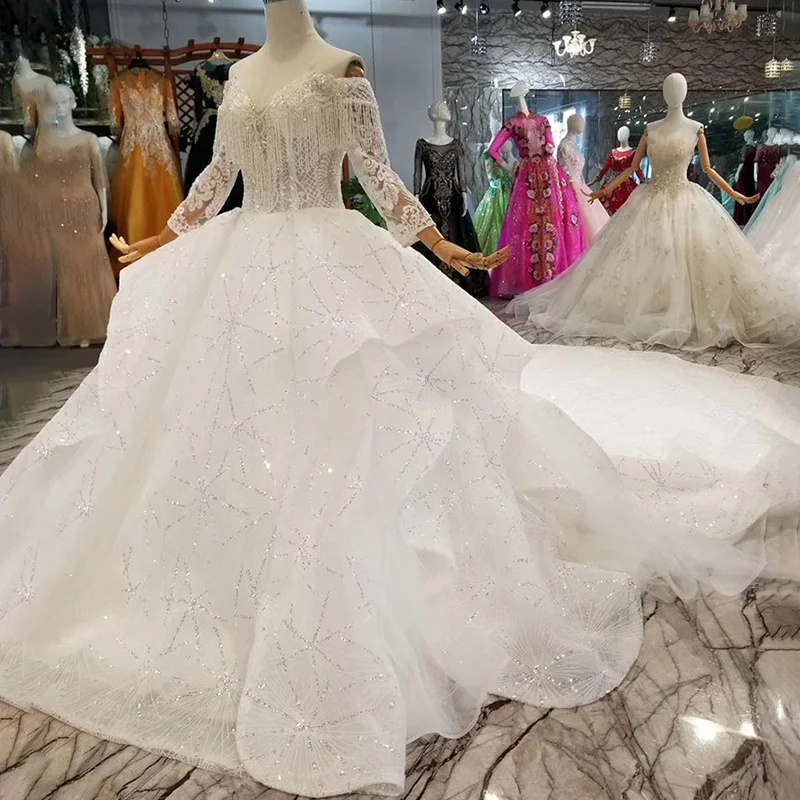 LSS147 новый дизайн свадебные платья с бахромой открытыми плечами Милое Свадебное