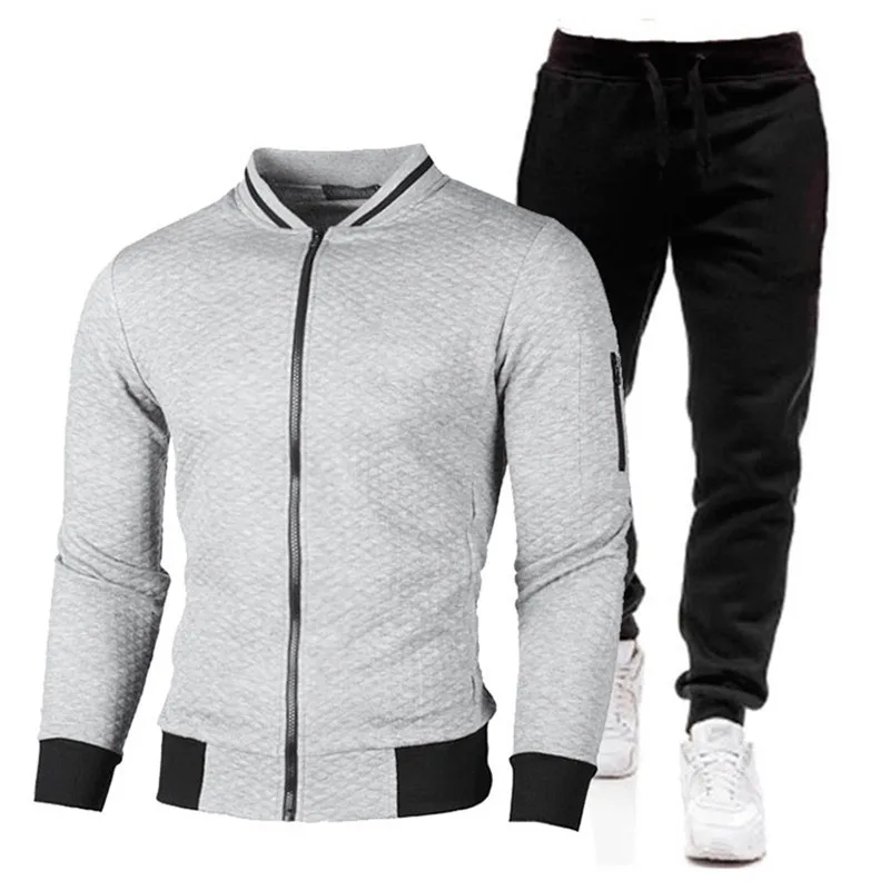

2 piece set brand tracksuit men zipper jacket sweatpants fitness gym tracksuits mens set cotton sport suits jogging track suits