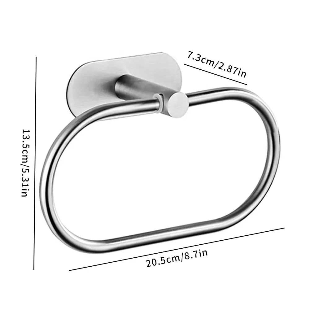 

Bathroom Simple Stainless Steel Wall Mounted Towel Rack Self-Adhesive Towel Holder Hanger Towel Ring Storage Hanging Shelf