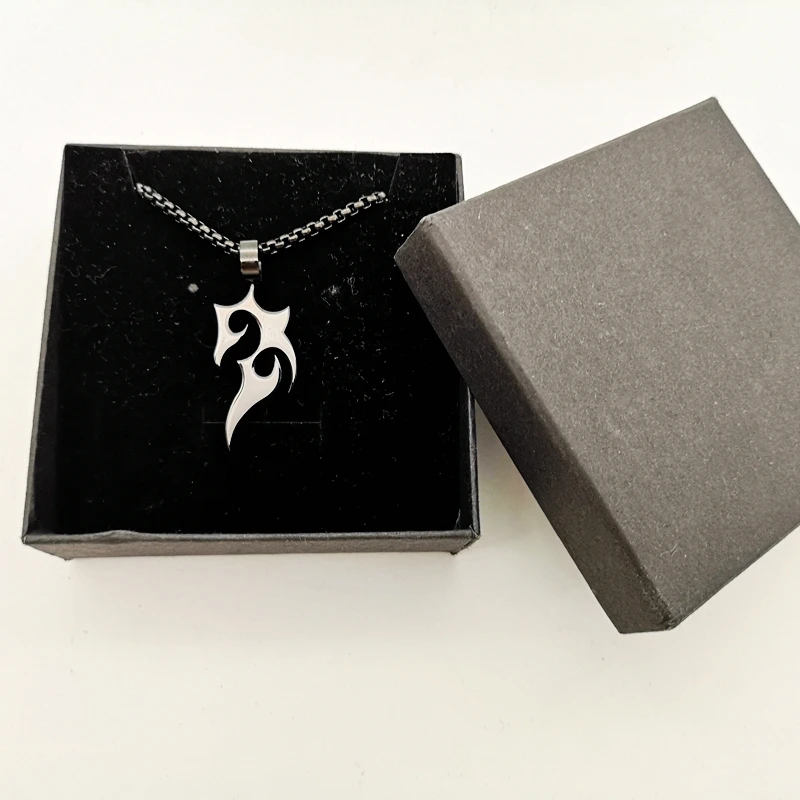IP черное покрытие нержавеющая сталь пламени узор кулон ожерелье из нержавеющей