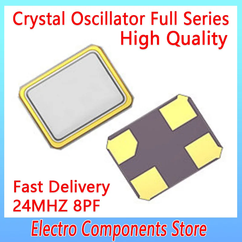 

10PCS/Lot 4Pin 2016 2.0*1.6mm SMD Passive Crystal Oscillator 24.000mhz 24MHz 24M Quartz Crystal Resonator 8PF 10PPM 4 Pins SMD