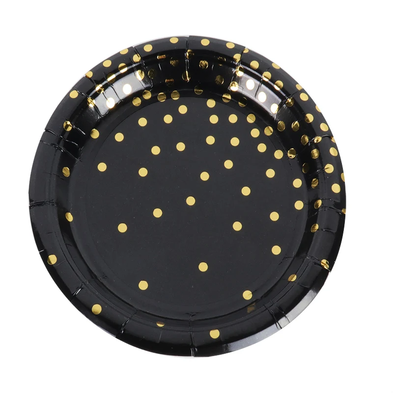 Белое платье в Золотой горошек Одноразовая посуда для вечеринок бумажные