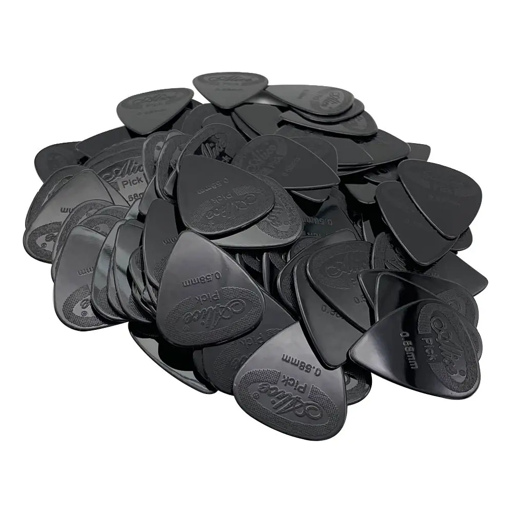 100 stücke gitarre picks akustische elektrische guitarra bass nylon vermittler plektrum dicke 058 071 081 096 120 150mm 2 farbe free global