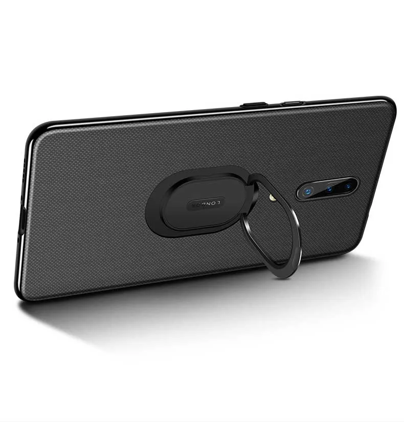 New Arrival for OnePlus 7 Pro Cases Anti-fingerprint Anti-sweat Finger Ring Holder PU Leather Magnetic Cover |