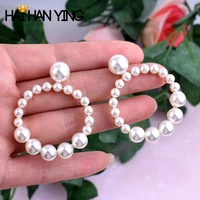 fashion round pendant earrings for women pearl earrings statement gold jewelry wedding earrings for women big round drop earring