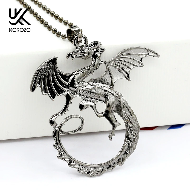 Винтажные ожерелья с драконом для женщин и мужчин черного цвета подвесками в