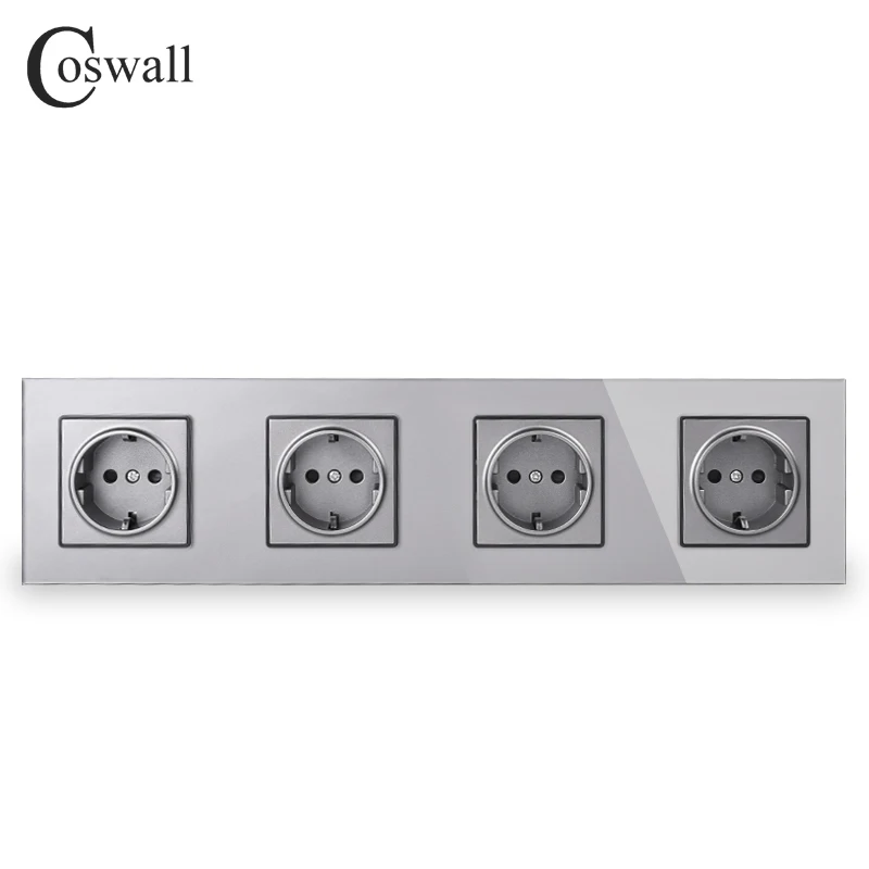 COSWALL настенная панель из кристаллического стекла 4 розетки 16 А европейский