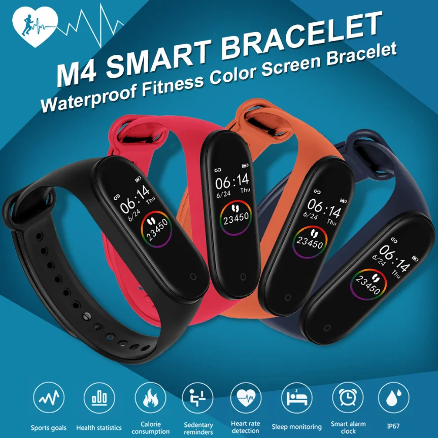 Смарт часы для мужчин M band 4 смарт браслет сердечный ритм кровяное давление