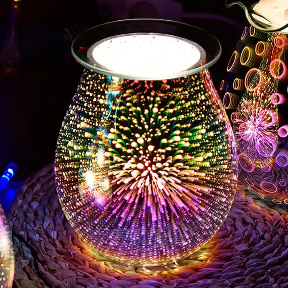 Стеклянный 3d-фейерверк Электрический ароматический воск плавкая курильница