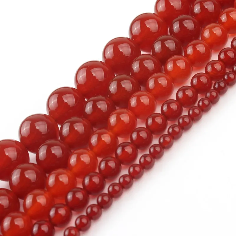 

Natural Stone Red Agate Round Loose Beads For Jewelry Making DIY Charm Onyx Bracelet Necklace 4 6 8 10 12 mm 15 inch Wholesale