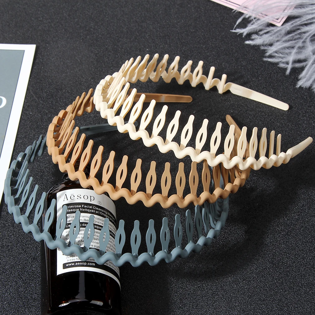 

2021 Women Girl Headband Has Elastic Wave Tooth Brushed Non-slip Color Headband Hair Ponytail Accessories
