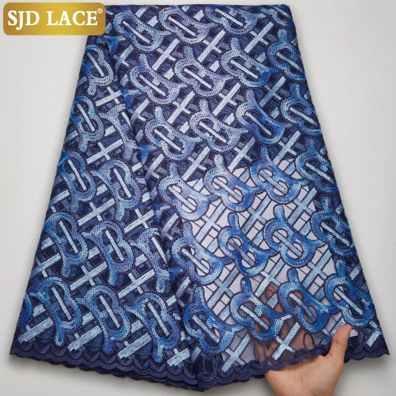 

SJD LACE Hot Sale French Tulle Lace Fabric Sewing Sequins African Nigerian Mesh Lace Fabric Net Materials For Wedding PartyA2620